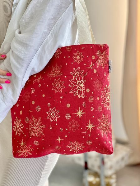 Tapestry shopping bag ADHARA-SM36, 36х36, 36, 36, Square, New Year's, Golden lurex, 60% polyester, 40% cotton, Tapestry
