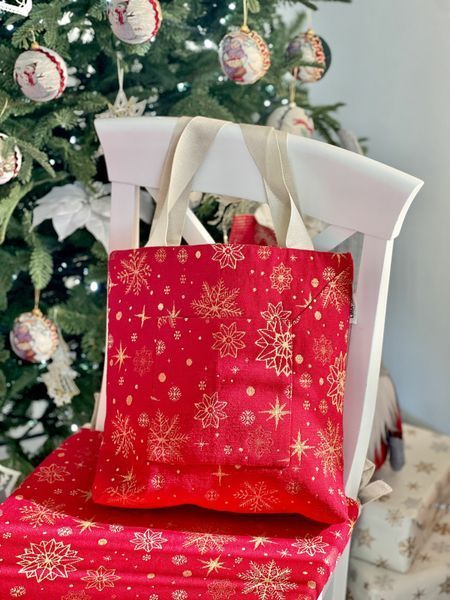 Tapestry shopping bag ADHARA-SM36, 36х36, 36, 36, Square, New Year's, Golden lurex, 60% polyester, 40% cotton, Tapestry