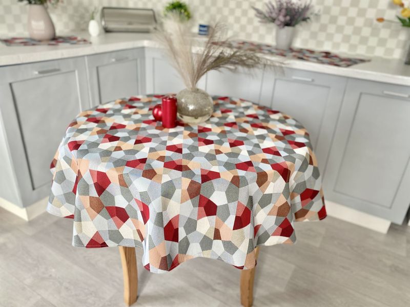 Tapestry tablecloth GEO167, Ø200, Round, Everyday, Without lurex, 75% polyester, 22% cotton, 3% acrylic