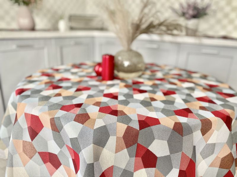 Tapestry tablecloth GEO167, Ø200, Round, Everyday, Without lurex, 75% polyester, 22% cotton, 3% acrylic