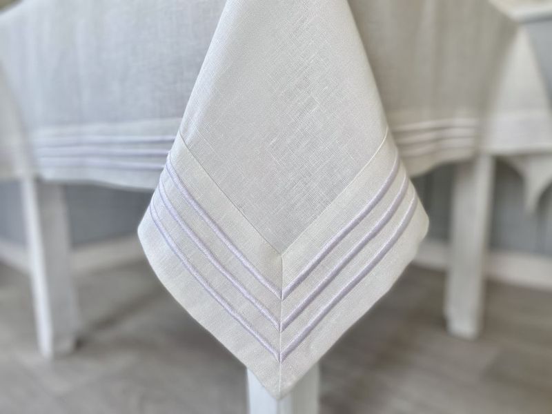 Linen tablecloth SKLB34, 146x146, Square, Monochrome, Embroidery, 100% linen