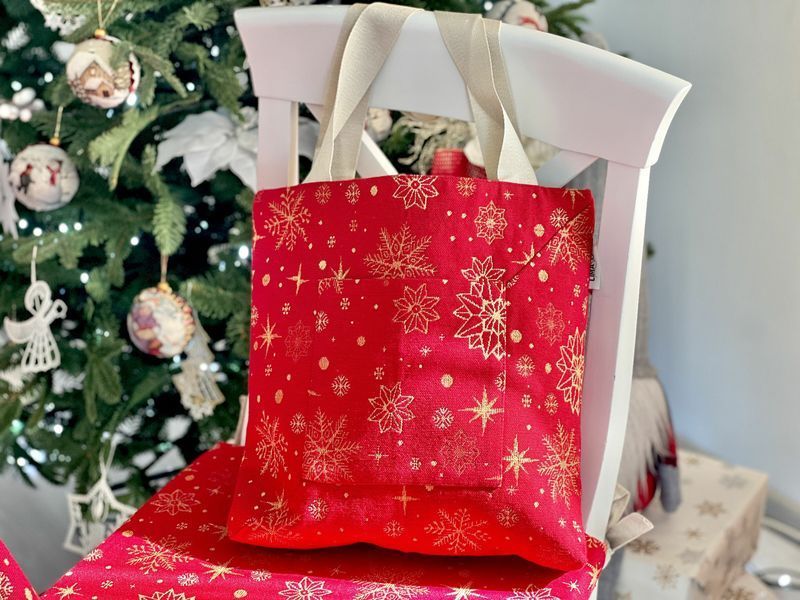 Tapestry shopping bag ADHARA-SM36, 36х36, 36, 36, Square, New Year's, Golden lurex, 60% polyester, 40% cotton, Tapestry