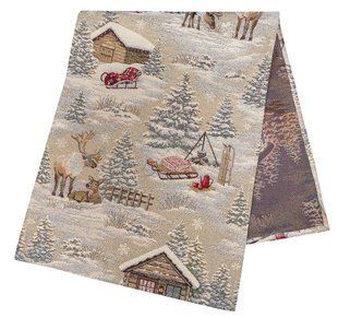 Tapestry table runner EDEN970W, 37x100, 100, 37, Rectangular, New Year's, Without lurex, 75% polyester, 22% cotton, 3% acrylic, Tapestry