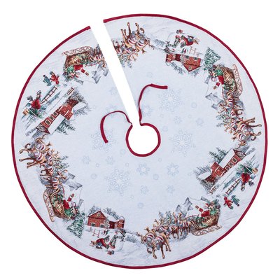 Tapestry Christmas tree skirt SLED, Ø90, Round, New Year's, With microfibre + silver lurex, 40% polyester, 60% cotton