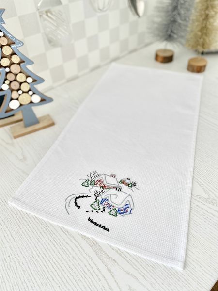 Embroidered kitchen towel RKVF04A-65, 34x65, Rectangular, New Year's, Embroidery, 100% cotton