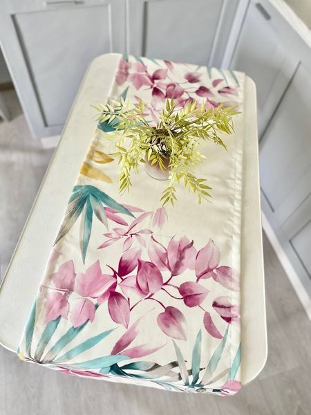 Bieżnia z powłoką wodoodporną MANTEL BOTANIA, 45x150, Prostokątny, Kwiatowy, Z wodoodporną powłoką, 75% bawełna, 25% poliester, Wodoodporny