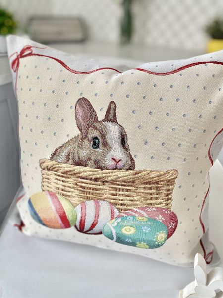 Single-sided tapestry cushion cover KISS647, 45x45, Square, Easter, Without lurex, 75% polyester, 22% cotton, 3% acrylic, Single-sided
