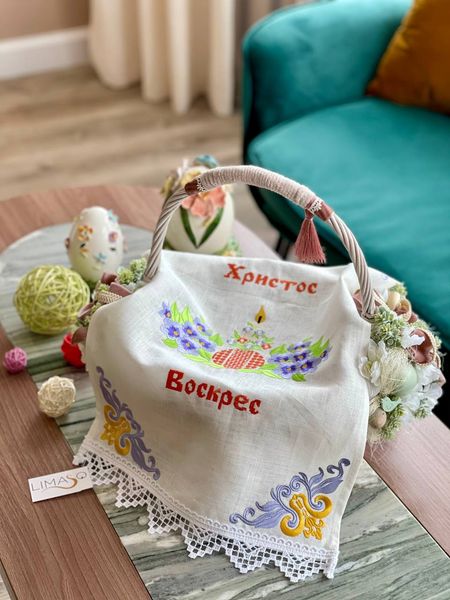 Towel for the Easter basket RKVV06-38, 38x65, Rectangular, Easter, Embroidery, 100% linen
