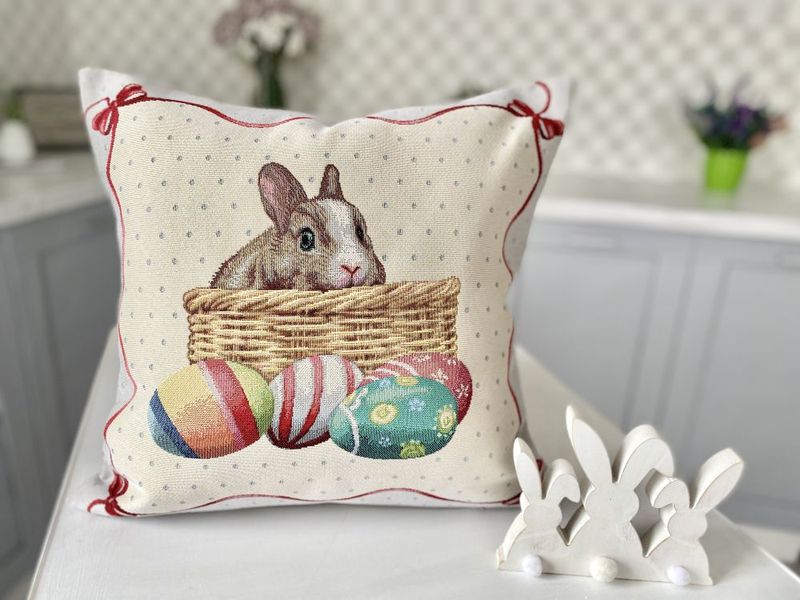 Single-sided tapestry cushion cover KISS647, 45x45, Square, Easter, Without lurex, 75% polyester, 22% cotton, 3% acrylic, Single-sided
