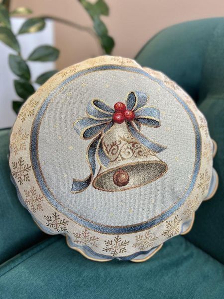 One-sided cushion (satin bump) KISS723-NV45D, 45, 45, Round, New Year's, Golden lurex, 70% polyester, 23% cotton, 3% acrylic, 4% metal fibre, Single-sided, Tapestry