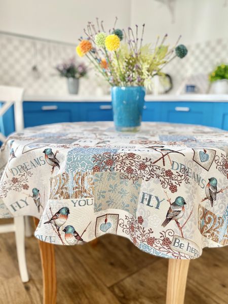 Tapestry tablecloth EDEN468, Ø180, Round, Everyday, Without lurex, 75% polyester, 22% cotton, 3% acrylic