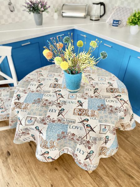 Tapestry tablecloth EDEN468, Ø180, Round, Everyday, Without lurex, 75% polyester, 22% cotton, 3% acrylic