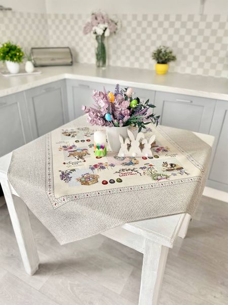 Tapestry tablecloth RUNNER666, 97х100, Square, Easter, Without lurex, 75% polyester, 22% cotton, 3% acrylic