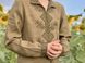 Męska haftowana koszula w kolorze khaki SVCH3, L, 100% linen, Men