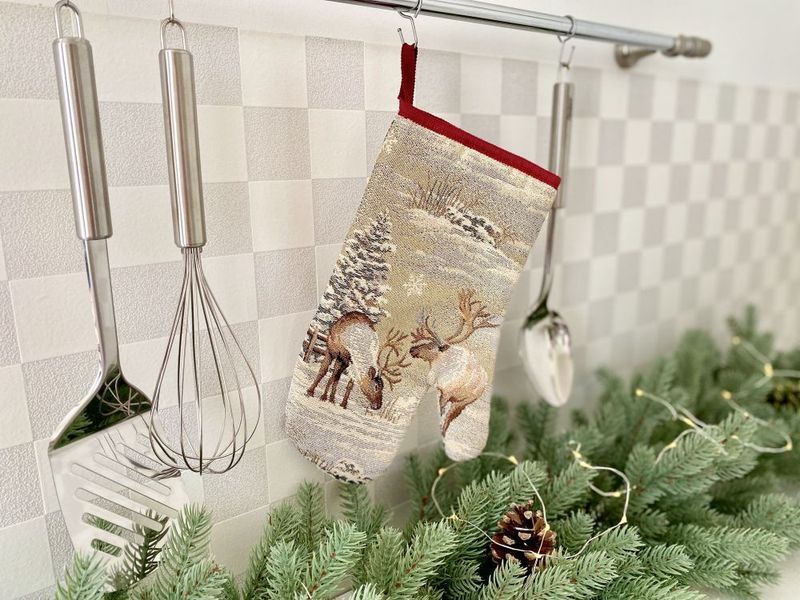 Tapestry oven mitten EDEN970W, 17х30, 30, 17, New Year's, Without lurex, 75% polyester, 22% cotton, 3% acrylic, Tapestry