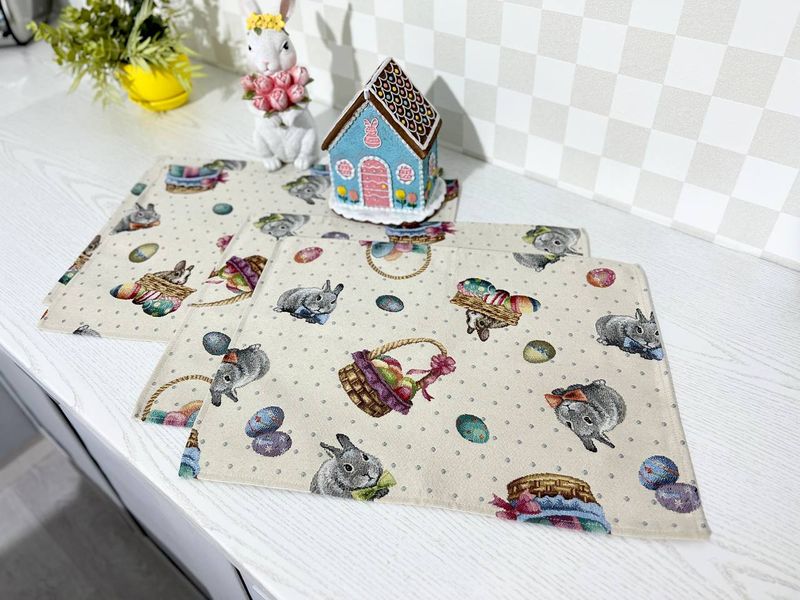 Tapestry placemat EDEN647, 34x44, Rectangular, Easter, Without lurex, 75% polyester, 22% cotton, 3% acrylic