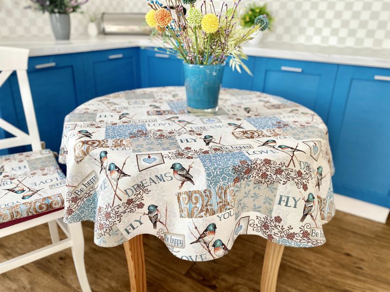 Tapestry tablecloth EDEN468, Ø160, Round, Everyday, Without lurex, 75% polyester, 22% cotton, 3% acrylic