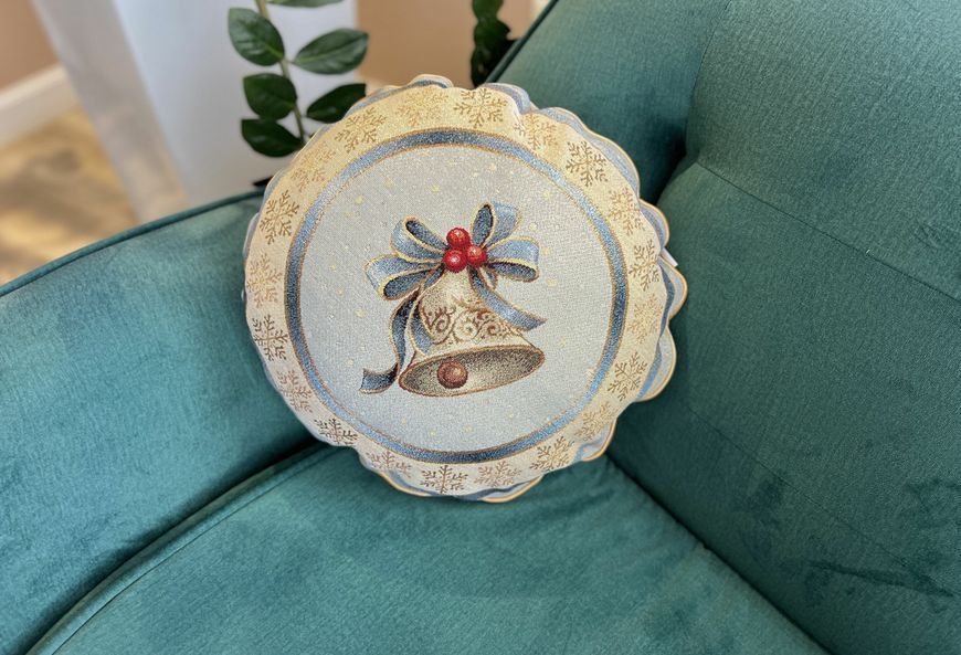 One-sided cushion (satin bump) KISS723-NV45D, 45, 45, Round, New Year's, Golden lurex, 70% polyester, 23% cotton, 3% acrylic, 4% metal fibre, Single-sided, Tapestry