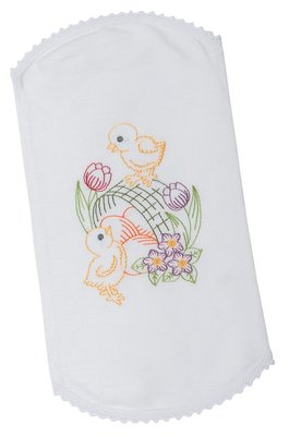 Ręcznik dziecięcy w koszyku wielkanocnym RKVV09, 18x35, Wielkanoc, Haft, 100% len