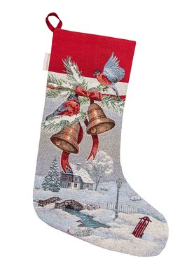 Tapestry gift sock RUNNER1254 "Christmas News", 30x47, New Year's, Silver lurex, 70% polyester, 23% cotton, 3% acrylic, 4% metal fibre