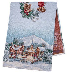 Tapestry table runner ZERMAT, 37x100, 100, 37, Rectangular, New Year's, Silver lurex, 75% polyester, 22% cotton, 3% acrylic, Tapestry
