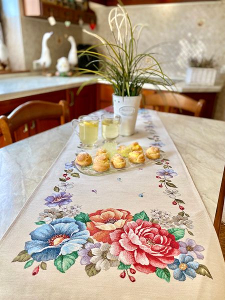 Tapestry table runner RUNNER863, 37х100, Rectangular, Everyday, Without lurex, 75% polyester, 22% cotton, 3% acrylic