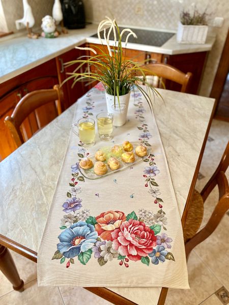 Tapestry table runner RUNNER863, 37х100, Rectangular, Everyday, Without lurex, 75% polyester, 22% cotton, 3% acrylic