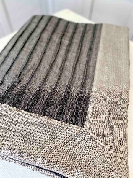 Koc lniany PL07, 130x170, Prostokątny, Zwykły, Bez lureksu, 50% len, 50% bawełna, Dwustronny