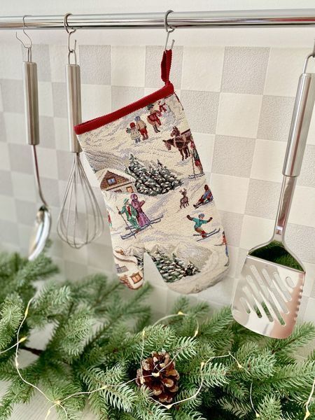 Tapestry oven mitten EDEN1004W, 17х30, 30, 17, New Year's, Without lurex, 75% polyester, 22% cotton, 3% acrylic, Tapestry