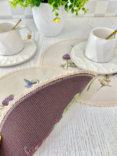 Tapestry placemat with lace ROUND862M-25D