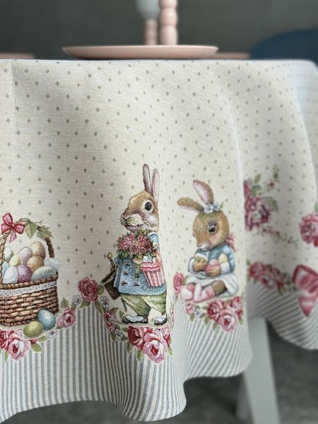 Tapestry tablecloth ROUND1292GR-180D, &Oslash;180, 180, 180, Round, Easter, Without lurex, 75% polyester, 22% cotton, 3% acrylic, Tapestry