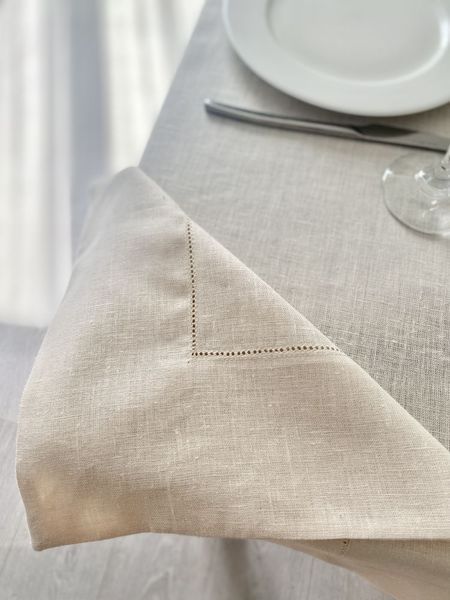 Linen tablecloth with lace SKLM23, 140x180, Rectangular, Monochrome, Embroidery, 100% linen