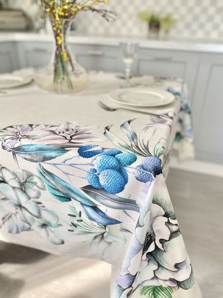 Tablecloth with water-repellent coating MANTEL LICHI, 150x150, Square, Flower, With water-repellent coating, 75% cotton, 25% polyester, Water repellent
