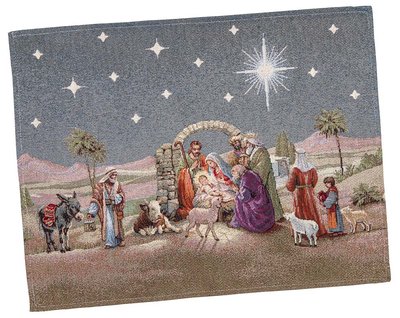 Tapestry placemat RUNNER1153AZ "Christmas Night", 37x49, Rectangular, New Year's, Golden lurex, 75% polyester, 22% cotton, 3% acrylic