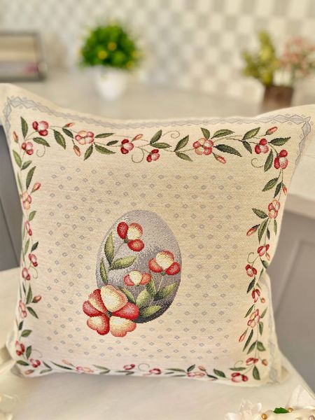 Single-sided tapestry cushion cover KISS655, 45x45, Square, Easter, Without lurex, 75% polyester, 22% cotton, 3% acrylic, Single-sided