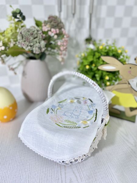 Baby towel in an Easter basket RKVV010, 18x35, Easter, Embroidery, 100% linen