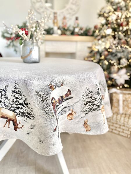 Tapestry tablecloth WINTER, Ø160, Round, New Year's, Without lurex, with microfibre, 80% polyester, 15% cotton, 5% acrylic