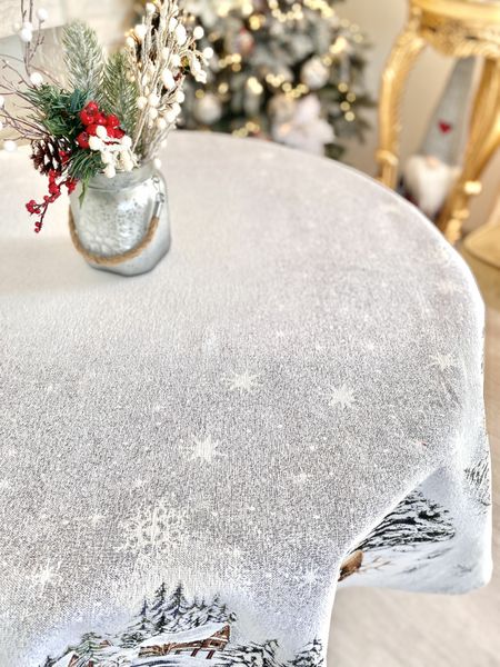 Tapestry tablecloth WINTER, Ø160, Round, New Year's, Without lurex, with microfibre, 80% polyester, 15% cotton, 5% acrylic