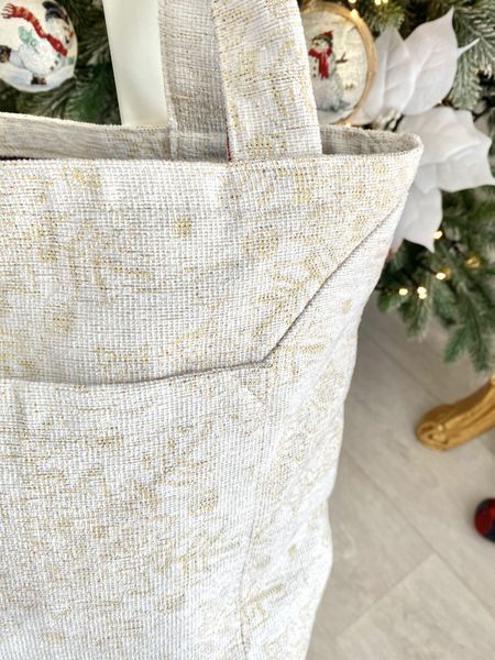 Tapestry shopping bag RABETO-SM36, 36x36, Square, New Year's, Without lurex, with microfibre, 75% polyester, 22% cotton, 3% acrylic, Tapestry