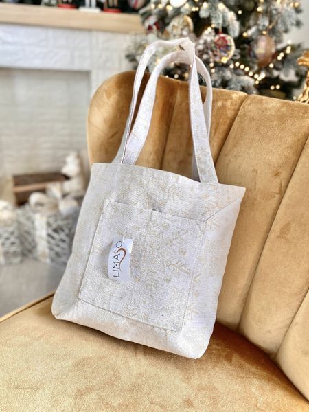 Tapestry shopping bag RABETO-SM36, 36x36, Square, New Year's, Without lurex, with microfibre, 75% polyester, 22% cotton, 3% acrylic, Tapestry