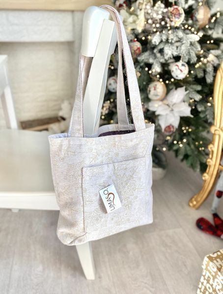 Tapestry shopping bag RABETO-SM36, 36x36, Square, New Year's, Without lurex, with microfibre, 75% polyester, 22% cotton, 3% acrylic, Tapestry