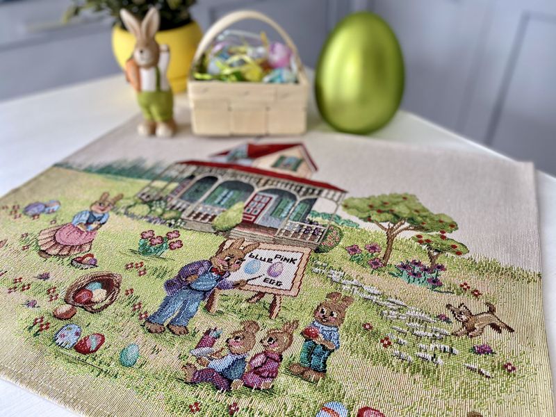 Tapestry placemat RUNNER1184, 37x49, Rectangular, Easter, Without lurex, 75% polyester, 22% cotton, 3% acrylic