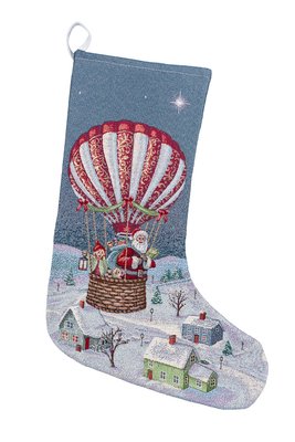 Tapestry gift sock RUNNER1213 "Holiday Flight", 30x47, New Year's, Silver lurex, 70% polyester, 23% cotton, 3% acrylic, 4% metal fibre