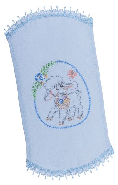 Ręcznik dziecięcy w koszyku wielkanocnym RKVV011, 18x35, Wielkanoc, Haft, 100% len