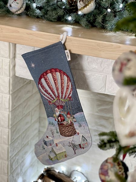 Tapestry gift sock RUNNER1213 "Holiday Flight", 30x47, New Year's, Silver lurex, 70% polyester, 23% cotton, 3% acrylic, 4% metal fibre