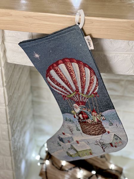 Tapestry gift sock RUNNER1213 "Holiday Flight", 30x47, New Year's, Silver lurex, 70% polyester, 23% cotton, 3% acrylic, 4% metal fibre