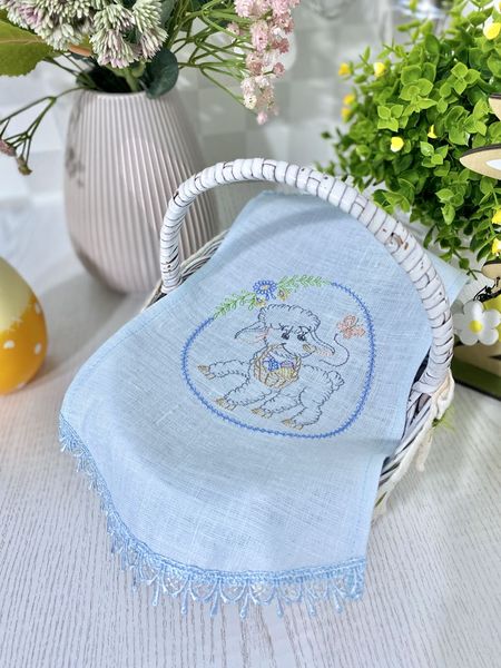 Baby towel in an Easter basket RKVV011, 18x35, Easter, Embroidery, 100% linen