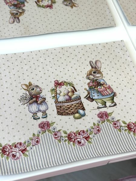 Tapestry placemat RUNNER1292GR, 37х49, 49, 37, Rectangular, Easter, Without lurex, 75% polyester, 22% cotton, 3% acrylic, Tapestry