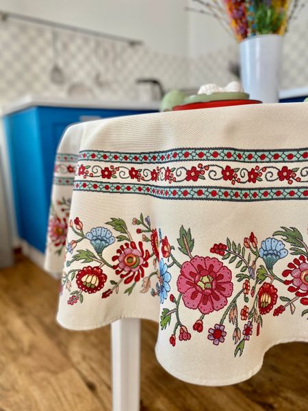 Tapestry tablecloth ROUND1010, Ø160, Round, Everyday, Without lurex, 75% polyester, 22% cotton, 3% acrylic
