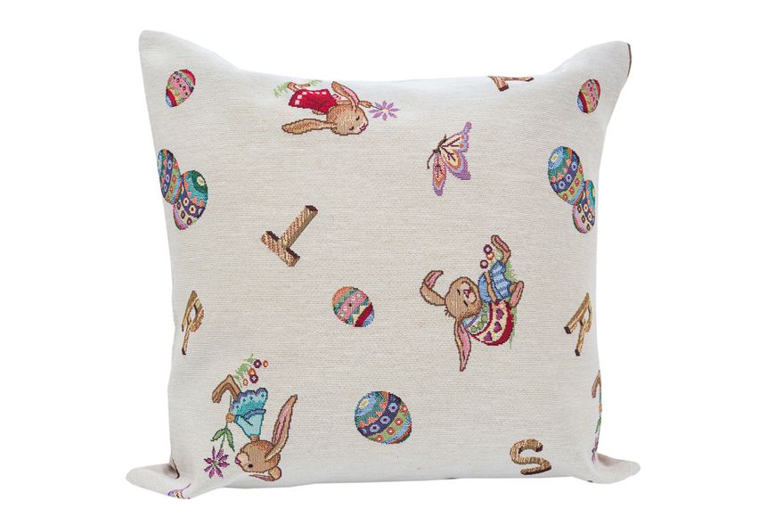 Single-sided tapestry cushion cover NG0067, 45x45, Square, Easter, Without lurex, 75% polyester, 22% cotton, 3% acrylic, Single-sided
